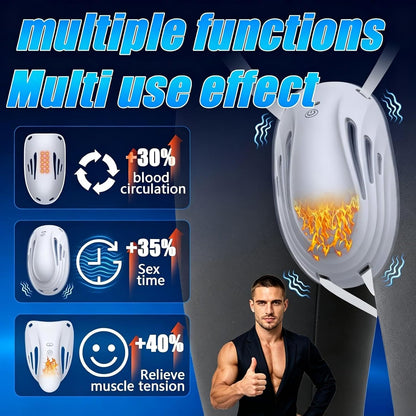 Penis Trainer Vibrator Bondage Cage Glans Stimulator with 9 Vibration & Heating Modes