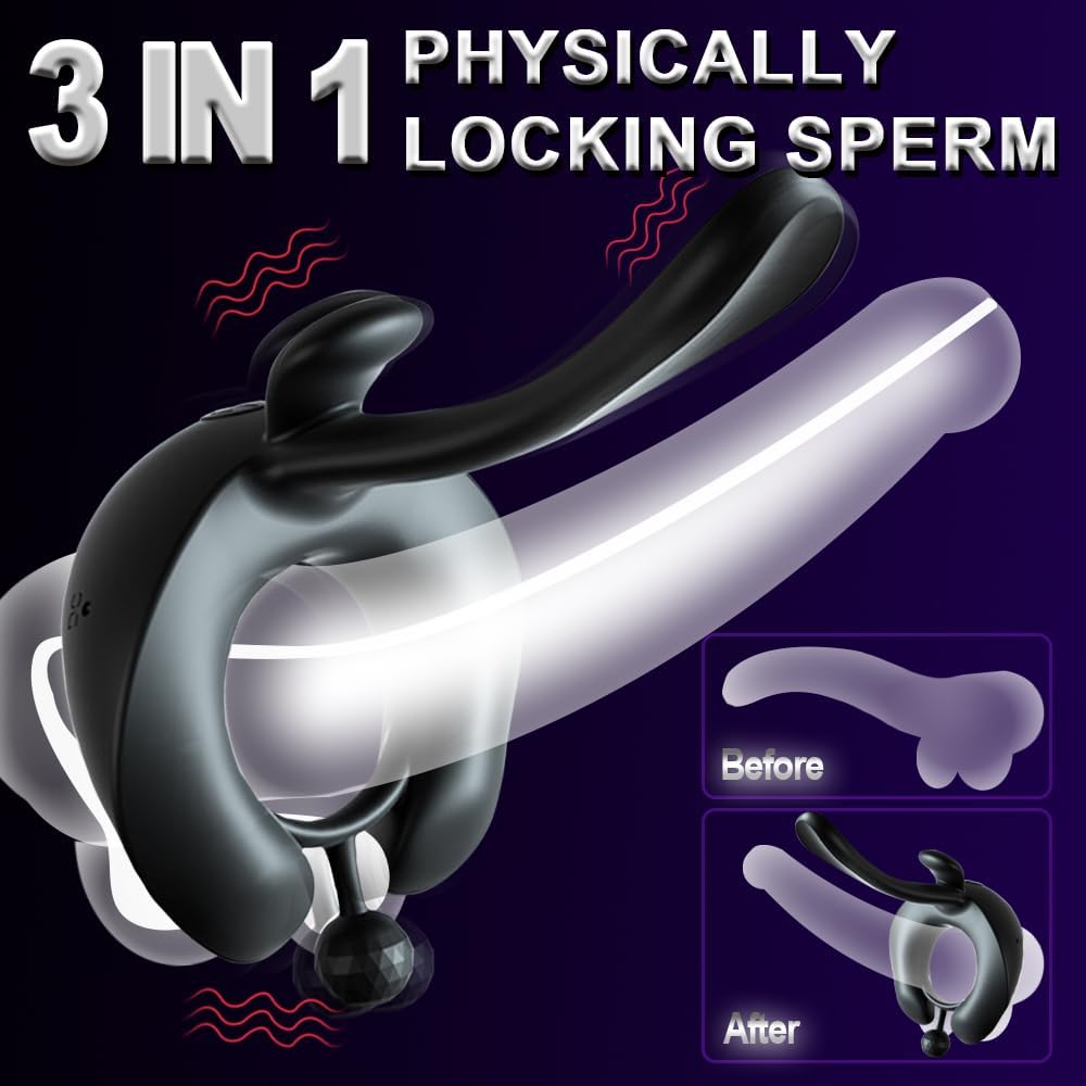 3 IN 1 Cock Ring Penis Trainer Vibrator Massager with 7 Powerful Vibration Modes