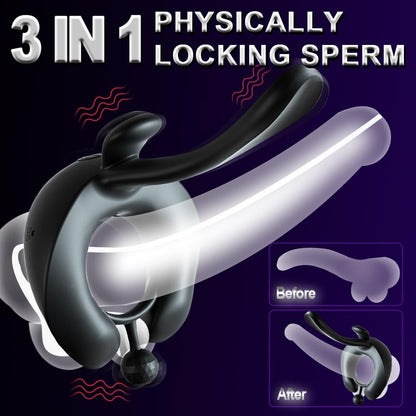 3 IN 1 Cock Ring Penis Trainer Vibrator Massager with 7 Powerful Vibration Modes