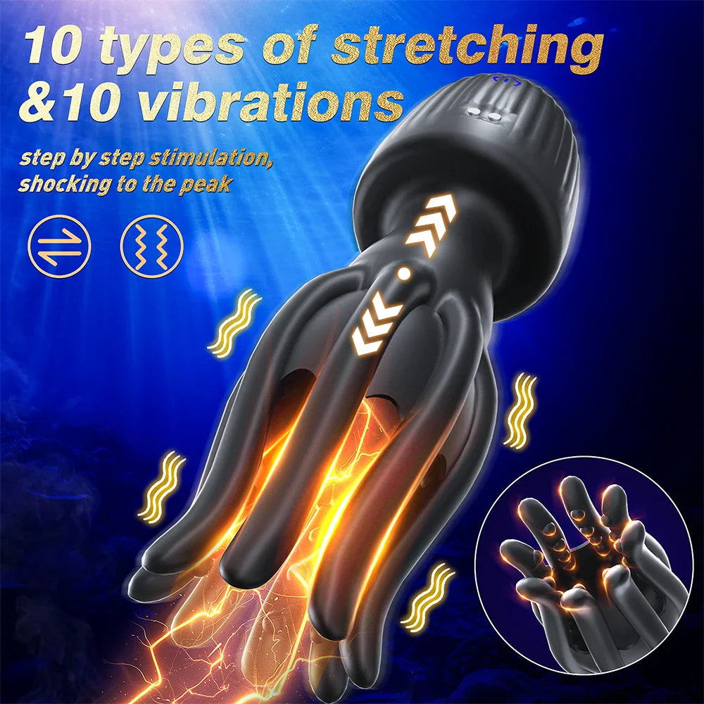 Glans Vibrator Penis Testicular Massage Trainer Masturbator with 10 Frequency & Expansion & Vibrations