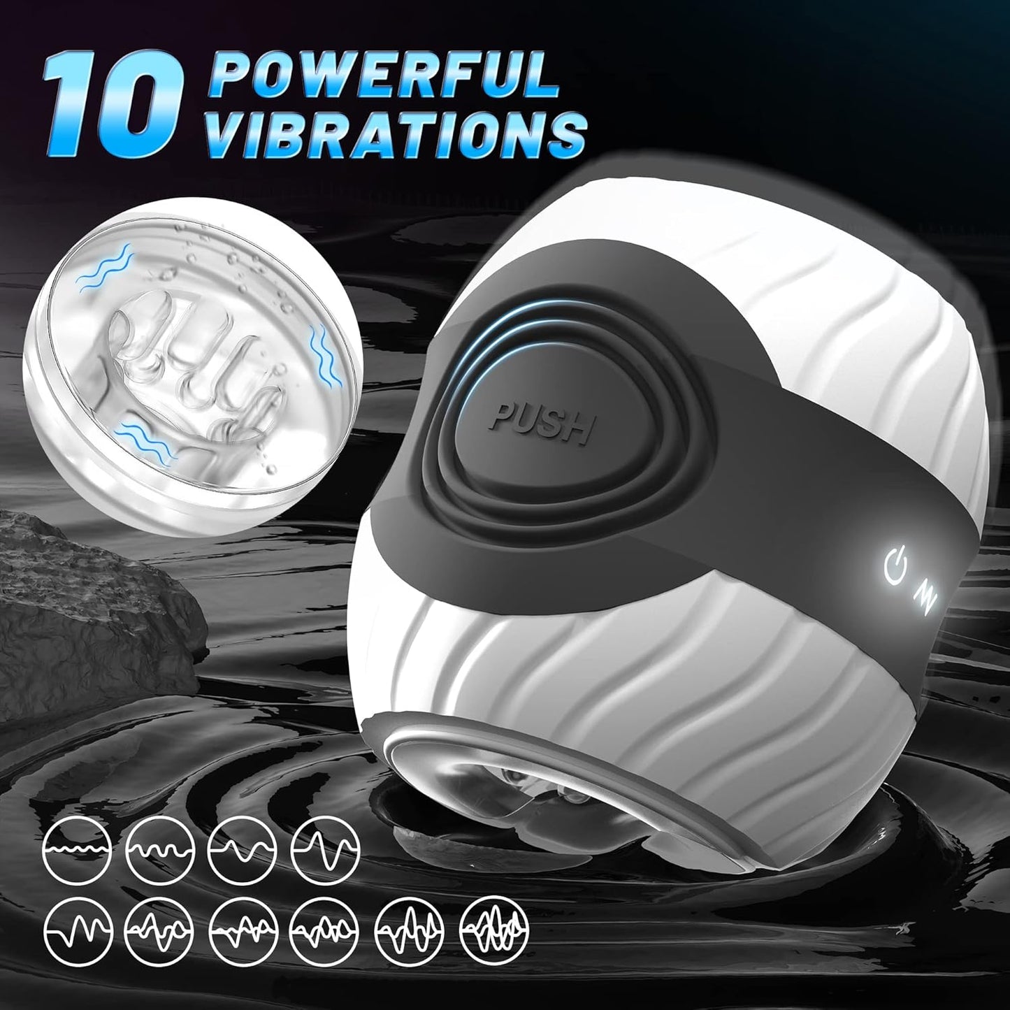 Electric Penis Trainer Stroker Blowjob Masturbator with 10 Intense Vibrations Modes