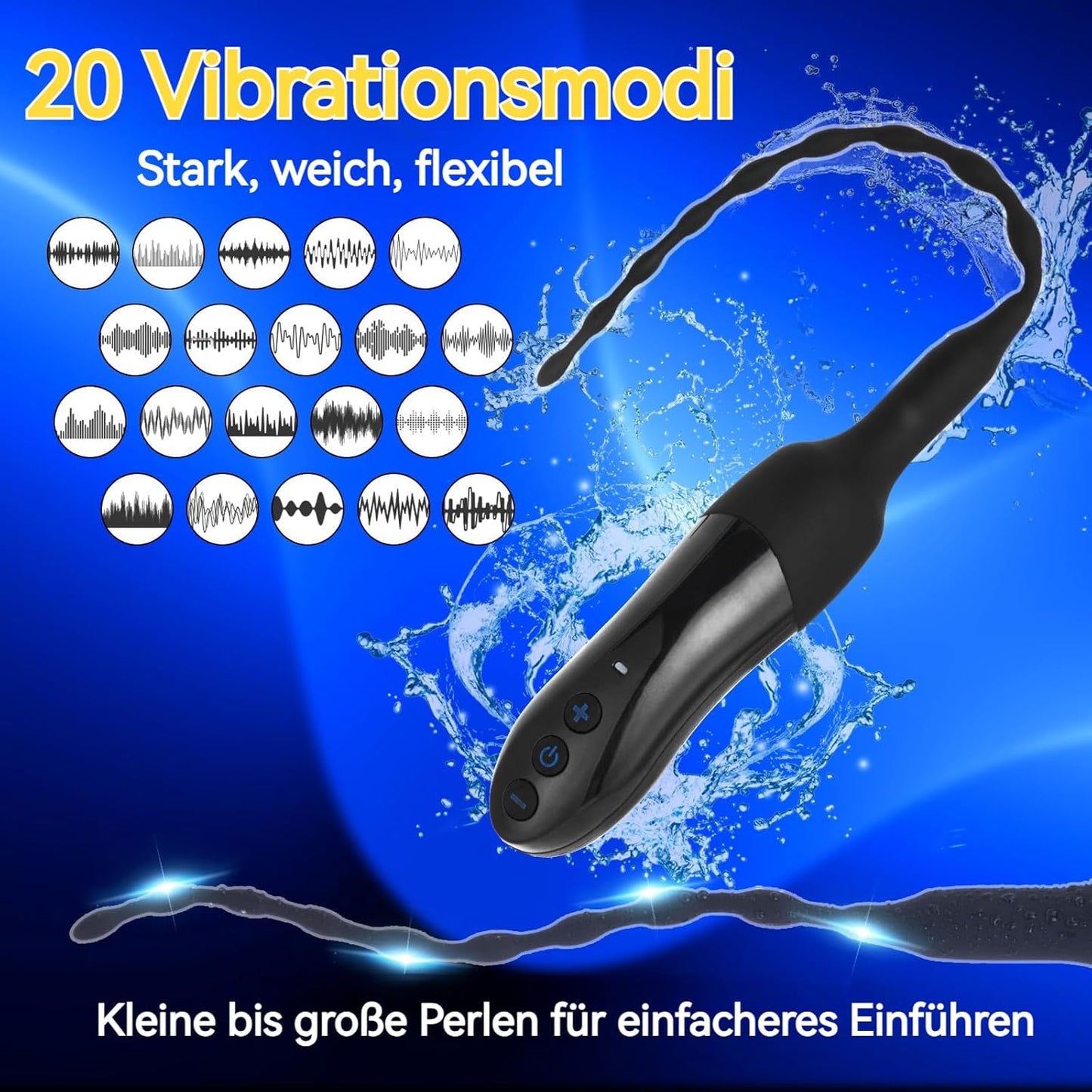 Urethral Dilators Penis Plug Trainer Vibrator Glans Stimulator with 20 Modes
