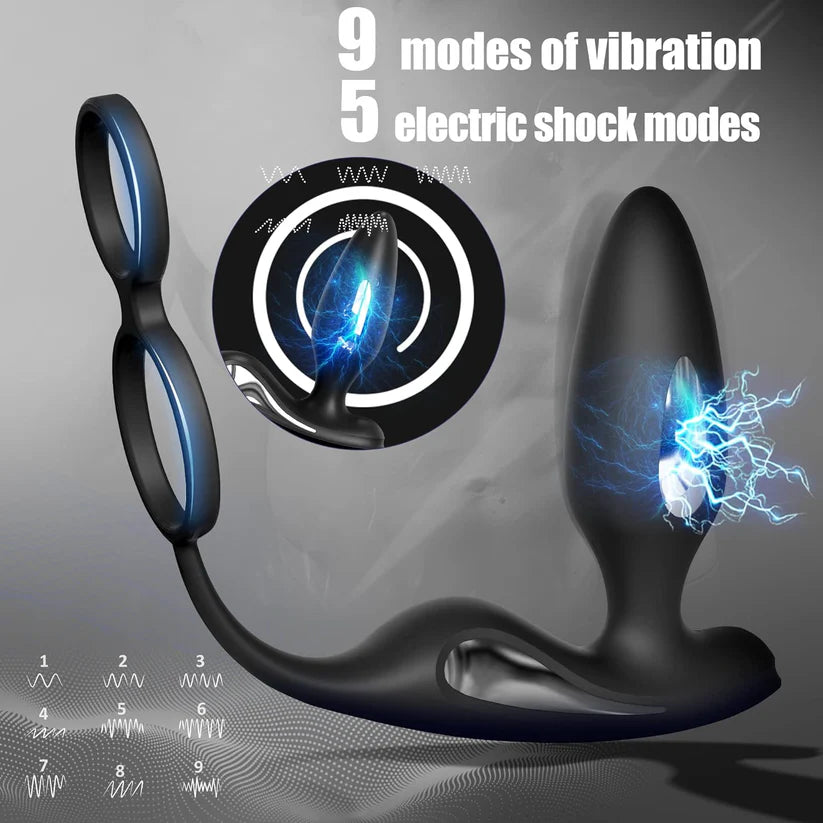 E-stim Anal Butt Vibrator Prostate Massager with 9 Vibration & 5 Elektro Shock Modes