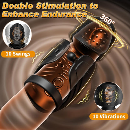 360° Wrapped Penis Trainer Vibrator Cock Ring with 10 Swing and 10 Vibration Modes
