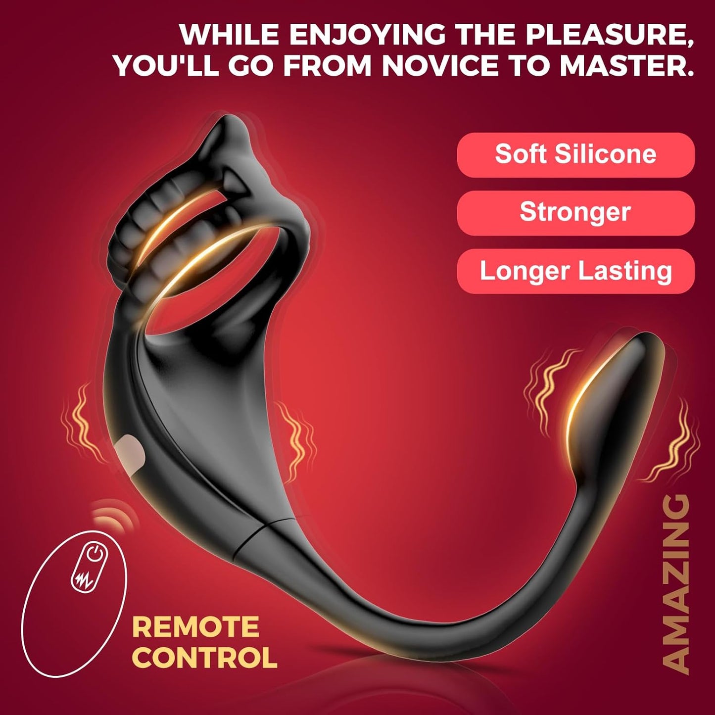 4 IN 1 Penis Ring Anal Plug Prostate Massager with 9 Vibrating Modes