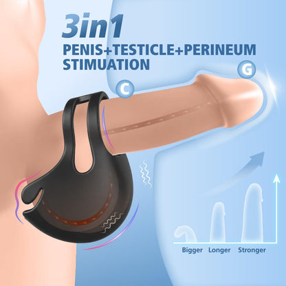 Scrotum Pouch Cock Ring Ball Stretcher Penis Trainer Enhancer Vibrator Delay Ejaculator
