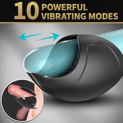 2 IN 1 Rib Tunnel Penis Trainer Vibrator Masturbator with 10 Vibration Levels