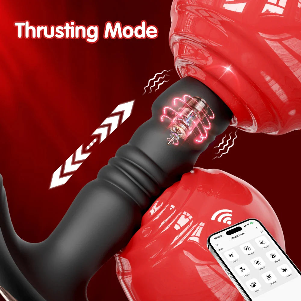 APP Control Thrusting Vibartor Prostate Massager Vibrator Cork Ring with 9+9 Modes