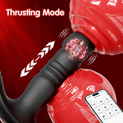 APP Control Thrusting Vibartor Prostate Massager Vibrator Cork Ring with 9+9 Modes