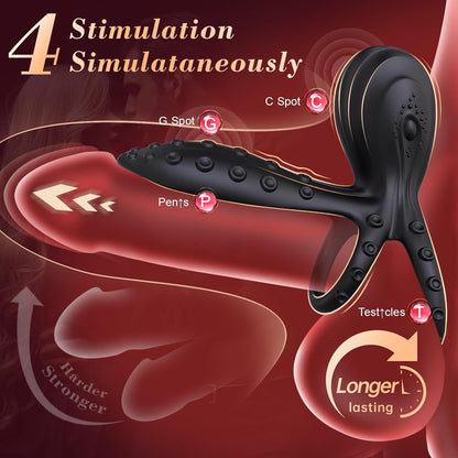 Octopus-Shaped Cockring Penis Sleeve G Spot & Penis Stimulatior with 10 Vibration Modes