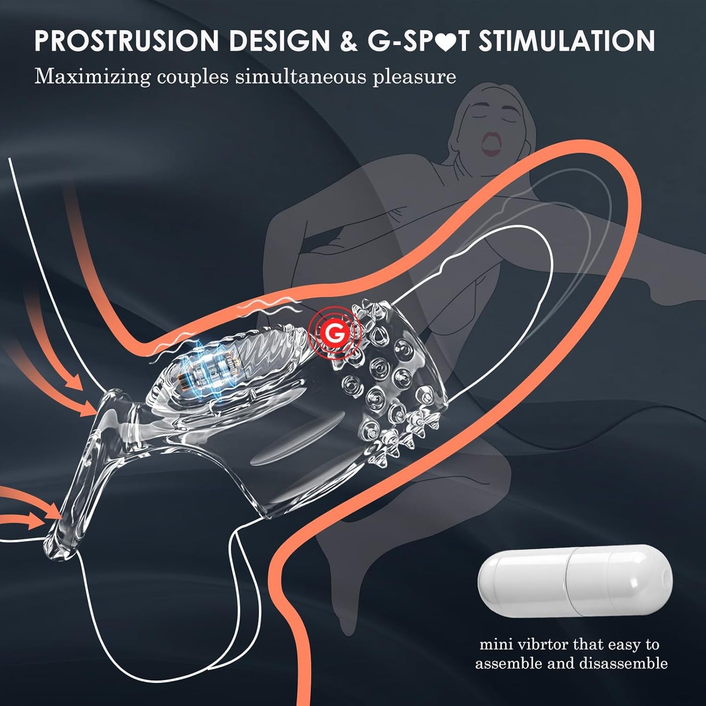 Transparent Penis Sleeve Vibrator Cock Ring Enlargement with 10 Vibration Modes