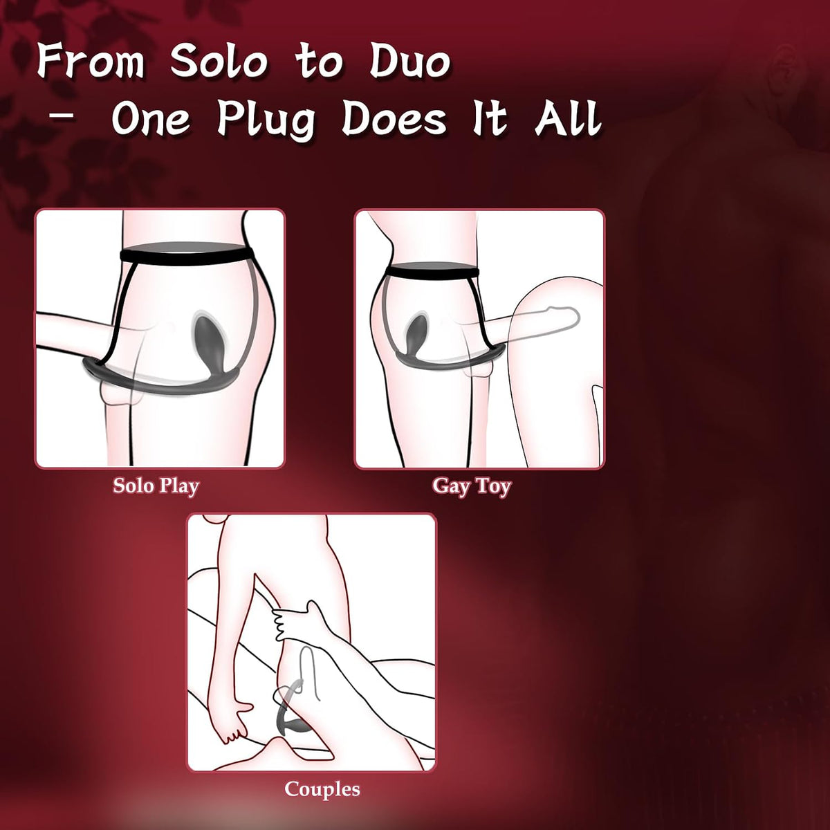 Strap On Anal Vibrator Butt Plug Prostate Massager Testicle Trainer Stimulator with 9 Vibes