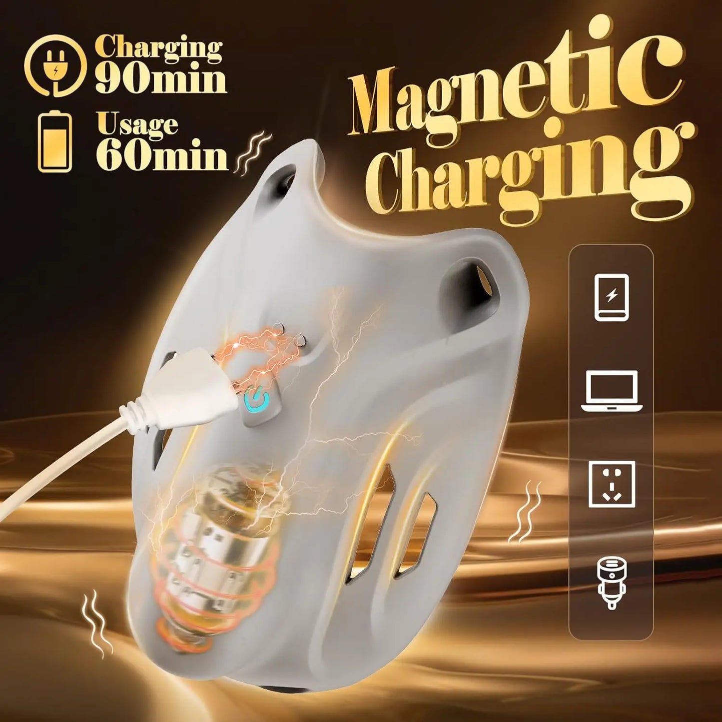 Portable Penis Cage Chastity Belt BDSM Protection Testicle Trainer with with 9 Modes & APP Control