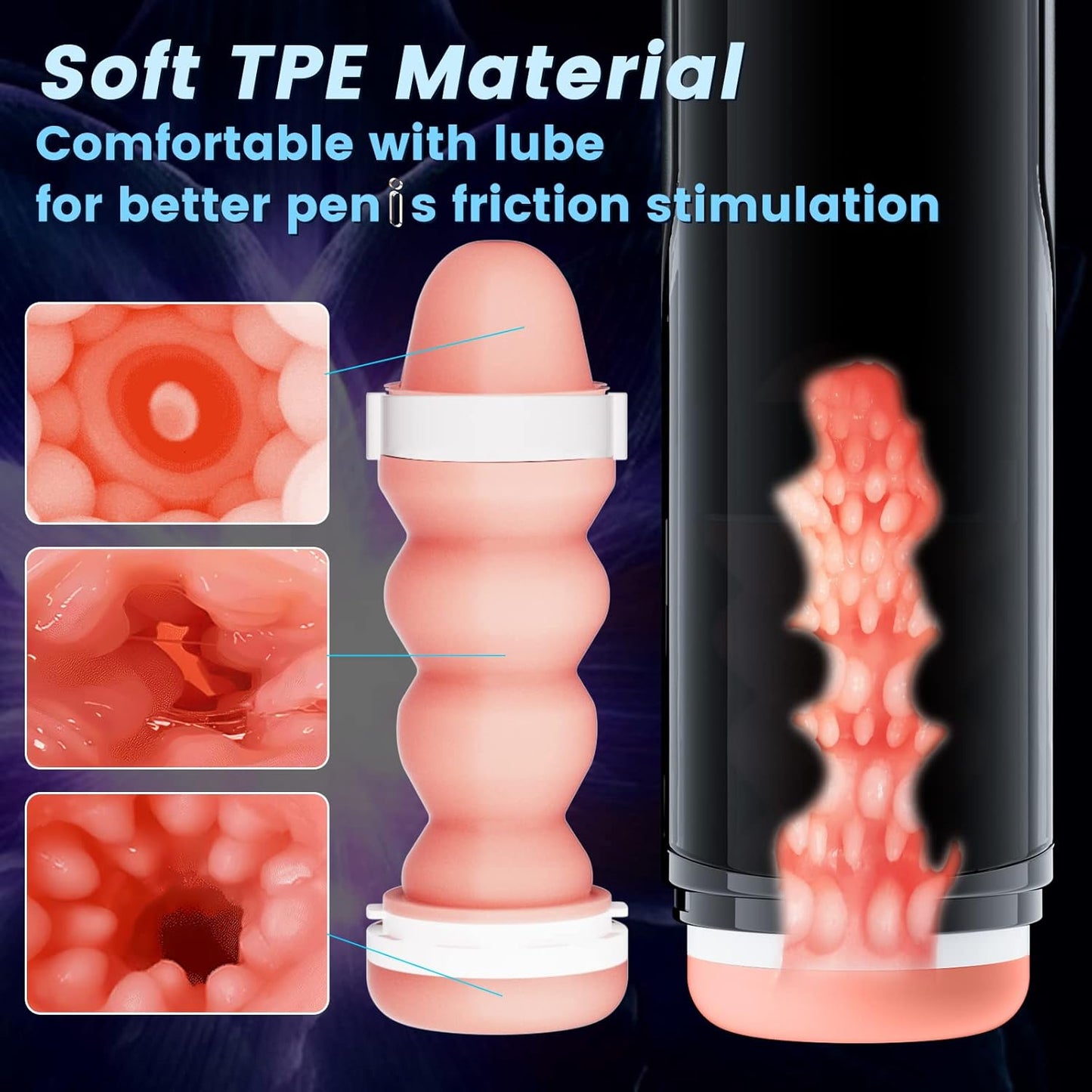 Automatic Masturbator Penis Stroker Vibrator Pocket Pussy with 10 Thrusting & 3 Speed