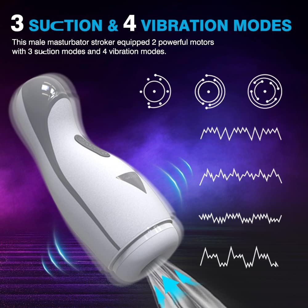 Automatic Blowjob Sex Machine Masturbator with 3 Sucting & 4 Vibrating & Heating