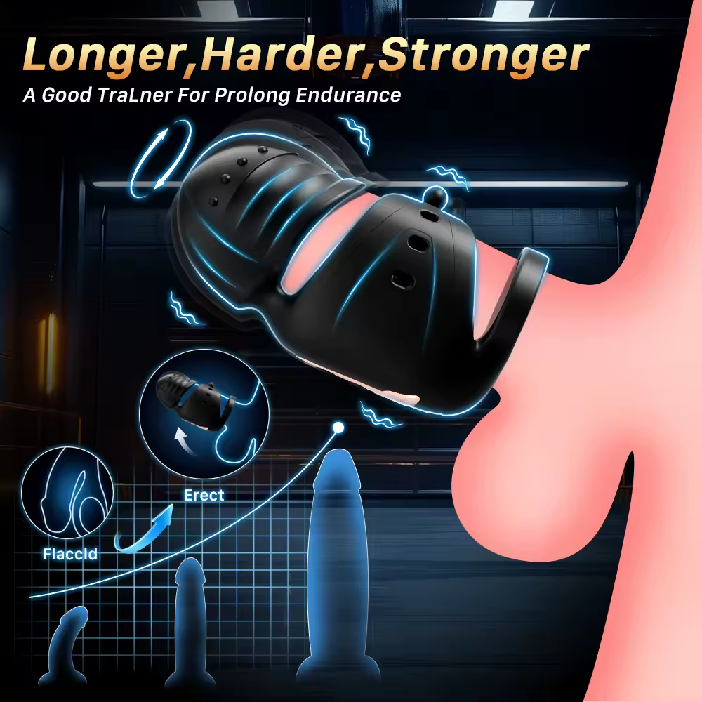 360° Wrapped Penis Trainer Vibrator Cock Ring with 10 Swing & 10 Vibrating Modes