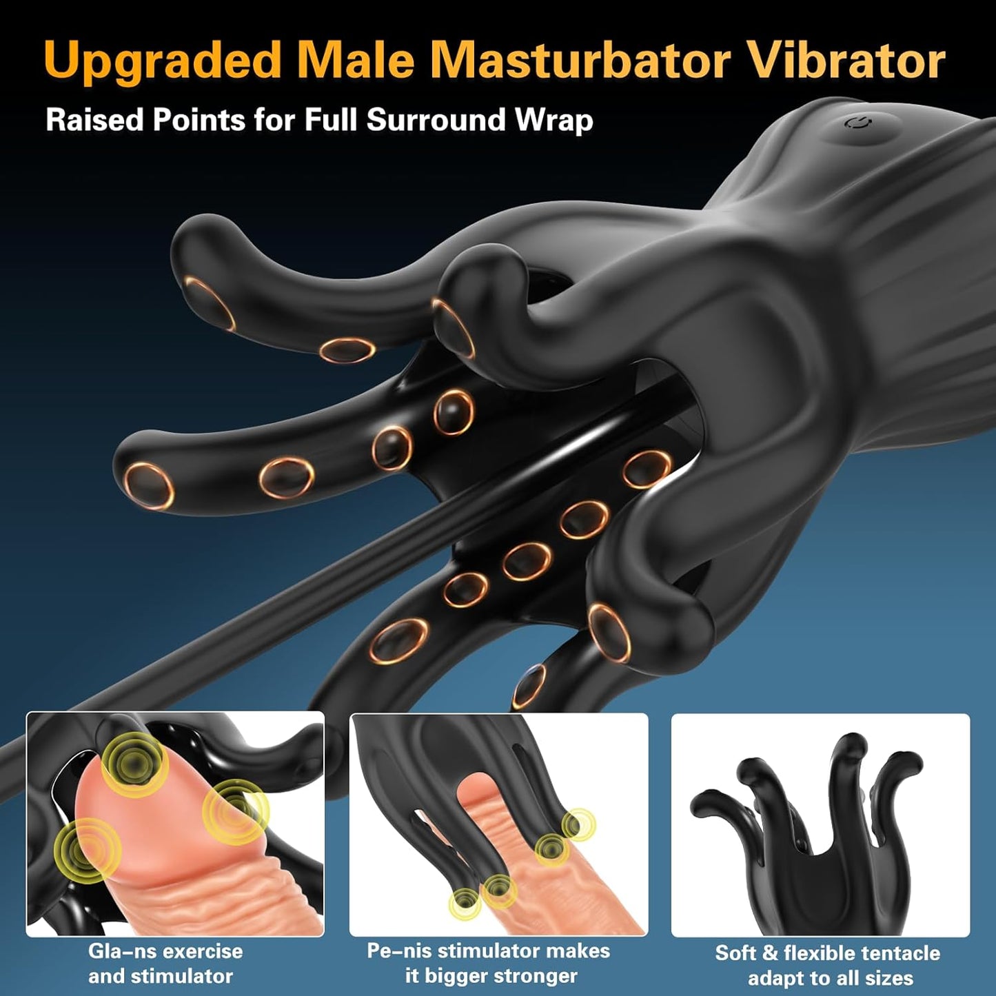 Glans Trainer Penis Massager Urethral Plug Stimulator with 10 Vibration Modes