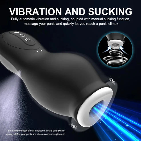 Electric Masturbator Penis Trainer Stroker Blowjob with 7 Vibration & 7 Suction Modes