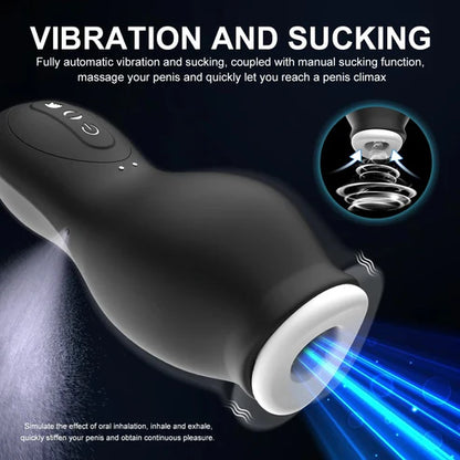 Electric Masturbator Penis Trainer Stroker Blowjob with 7 Vibration & 7 Suction Modes