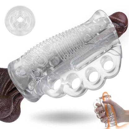 Transparent Pocket Pussy Stroker Sleeve with Realistic Oral & Vagina Texture
