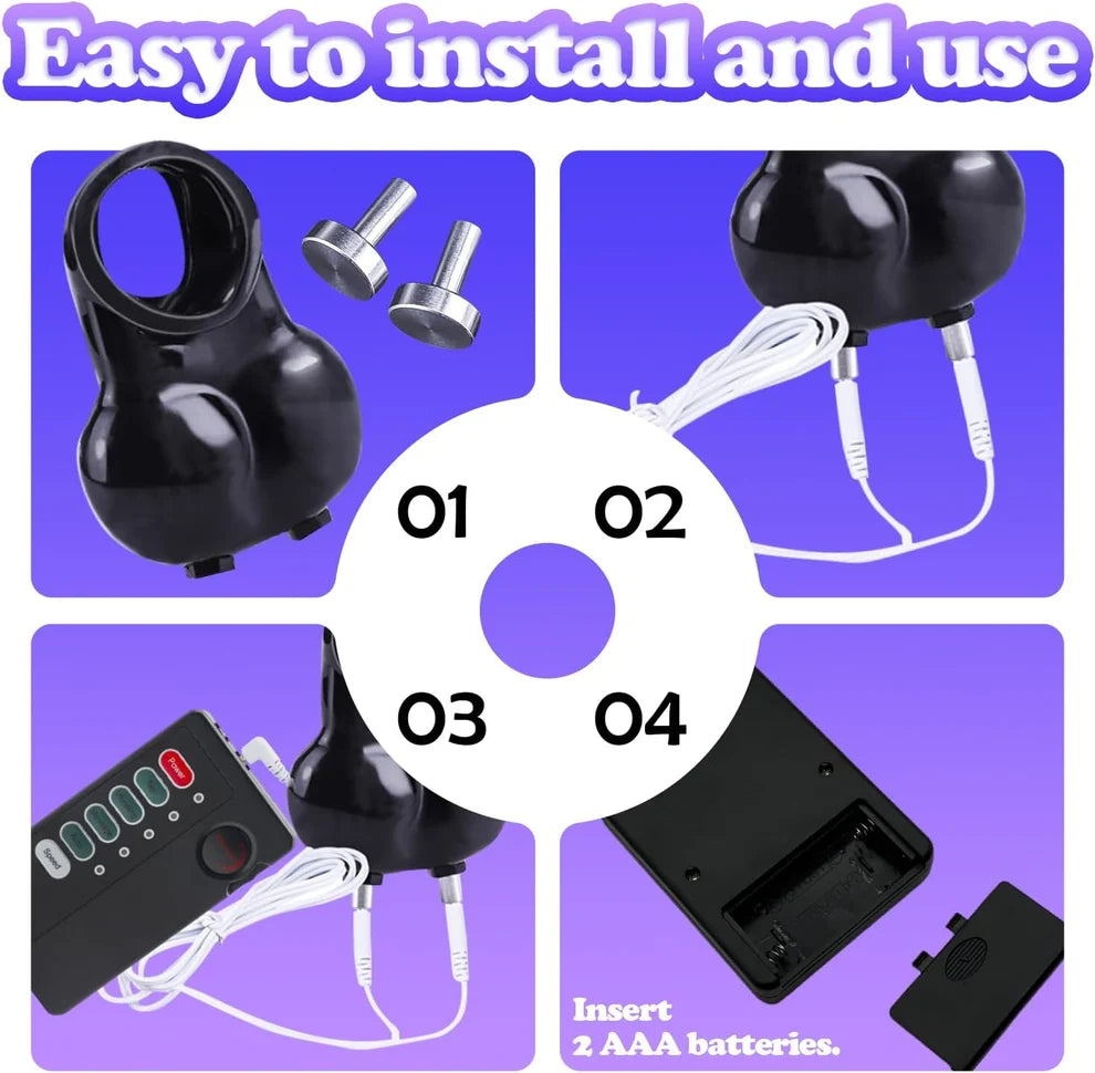BDSM Testicle Wearable Cage Penis Trainer Sleeve with 9 Intensity Levels & 4 Modes