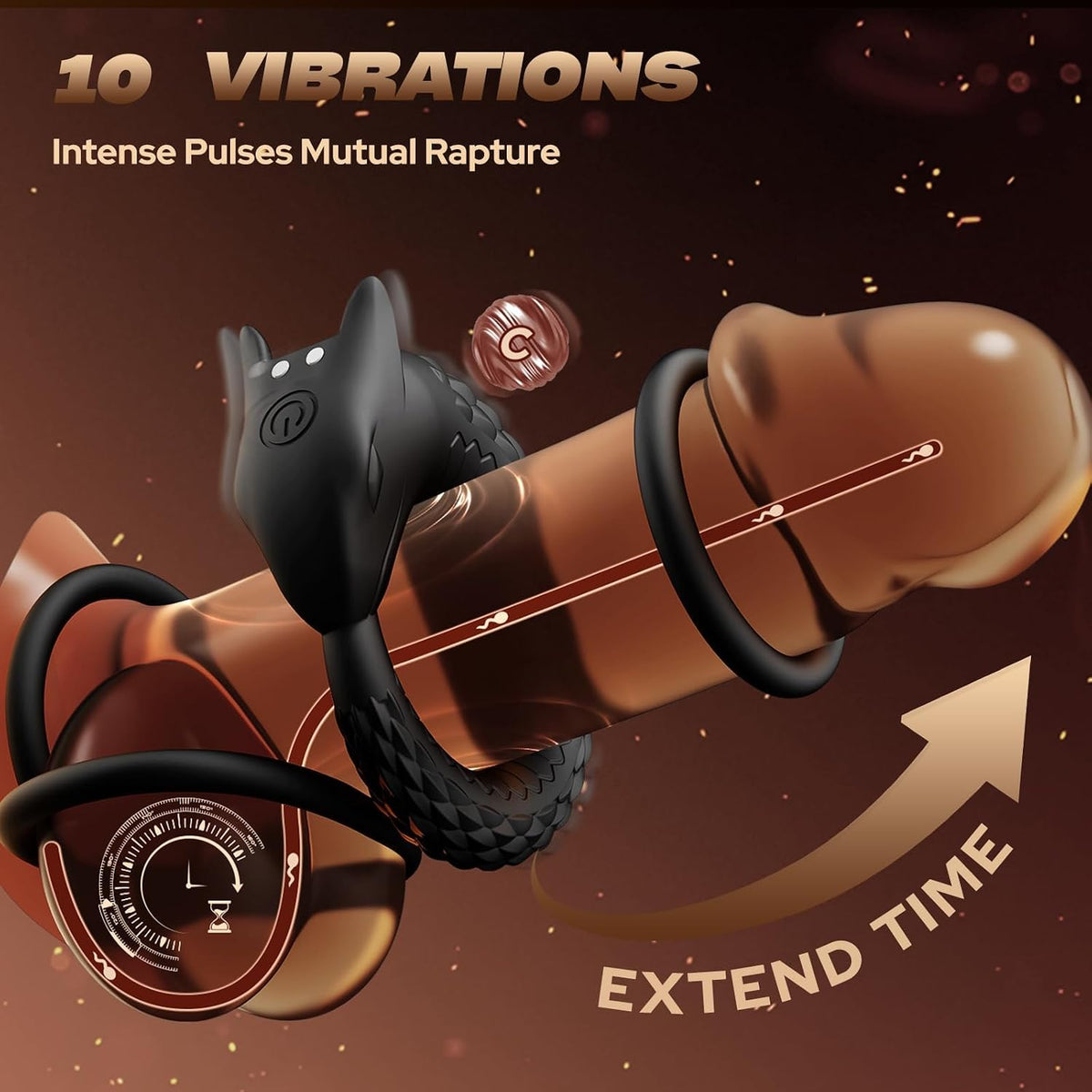 Dragon-Inspired Cock Ring Testicles Vibrator with 10 Powerful Vibration Modes