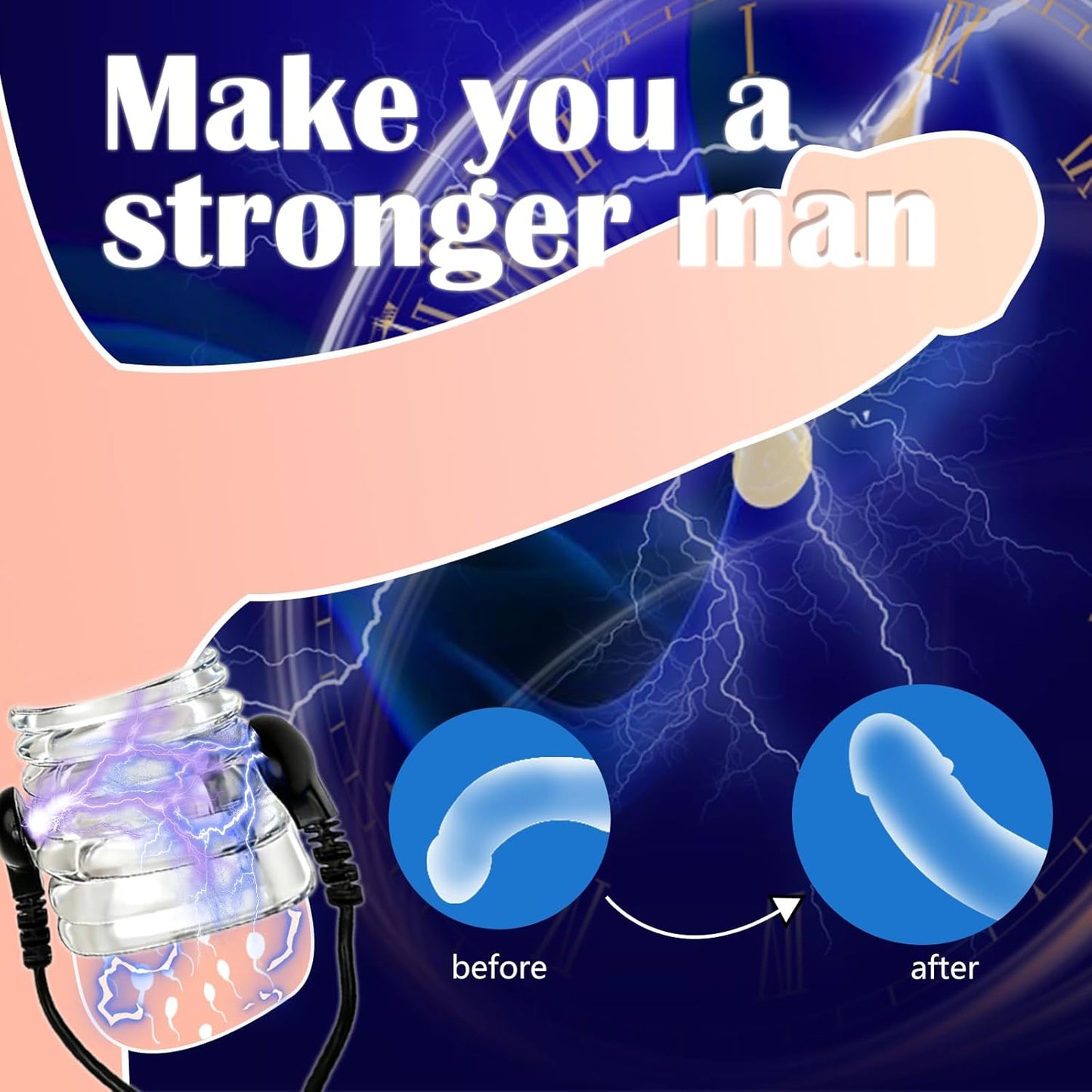 E-stim Testicle Bondage Crusher Pennis Ring Chastity BDSM with 4 Electric Shock Modes