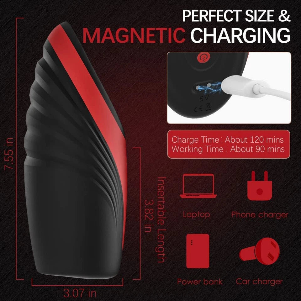 Electric Penis Trainer Vibrator Stroker with & 6 Suction & 9 Vibration Modes & Heating
