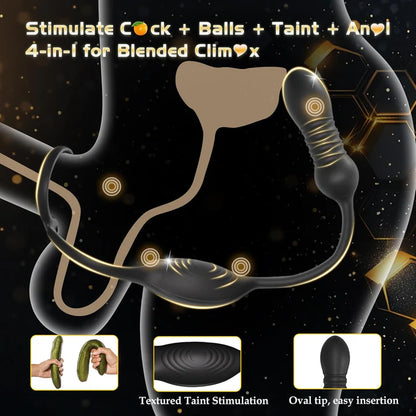Prostate Massager Anal Vibrator Penis Ring with 9 Shock and Vibration Modes