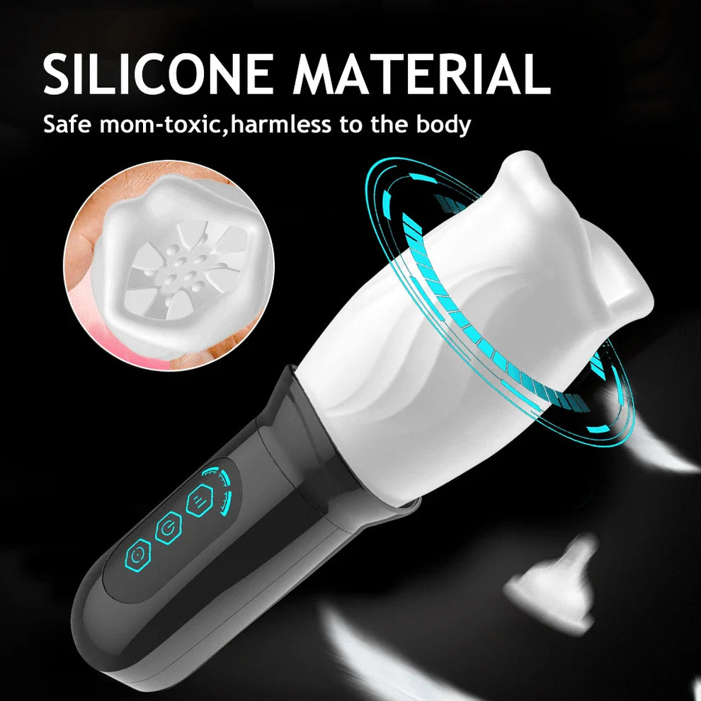 Electric Penis Stroker Blowjob Masturbator with 3 Vibration & 4 Rotation Modes
