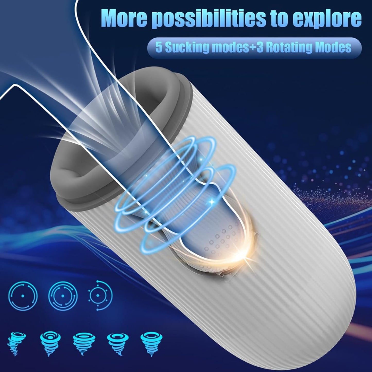Electric Masturbator Penis Trainer with 10 Vibration & 5 Suction & 3 Rotation Modes