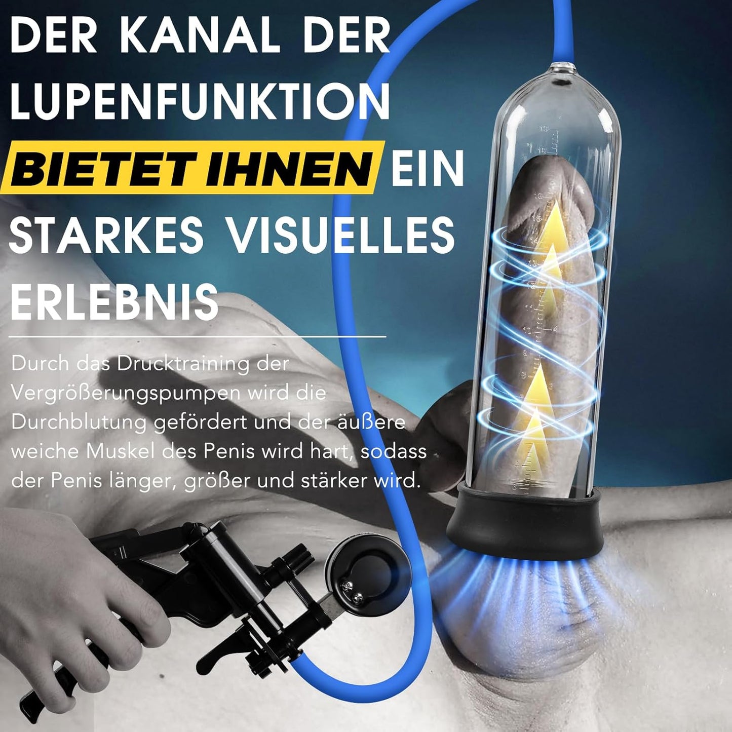 Manual Penis Vacuum Pump Enlarger Masturbator with Magnifying Mirror & Pistol Grip