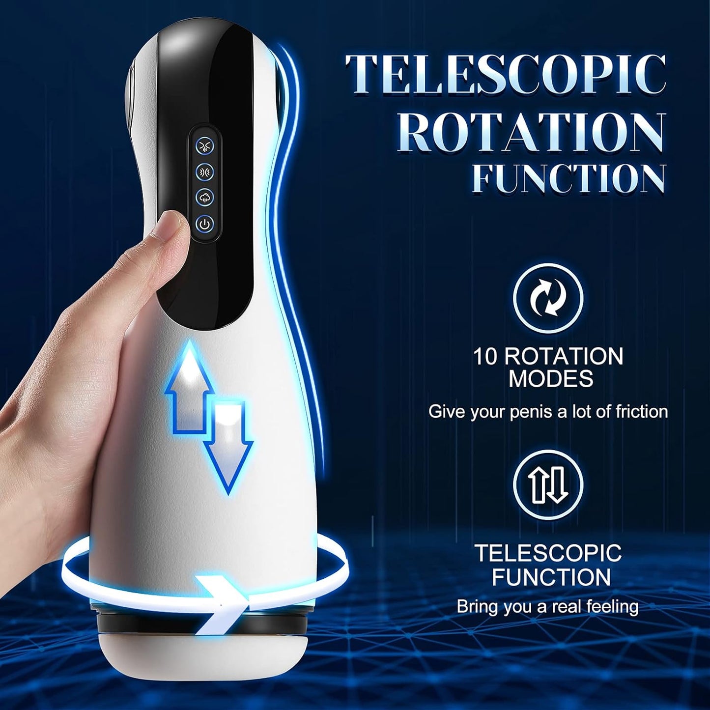 Automatic Masturbator Penis Trainer Stroker Blowjob with 10 Vibrations & 3 Sucking Modes