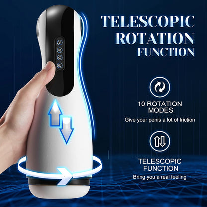 Automatic Masturbator Penis Trainer Stroker Blowjob with 10 Vibrations & 3 Sucking Modes