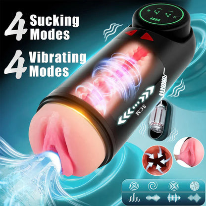 3 in 1 Automatic Masturbator Stroker with 4 Sucking & Vibrating & Thrusting Modes