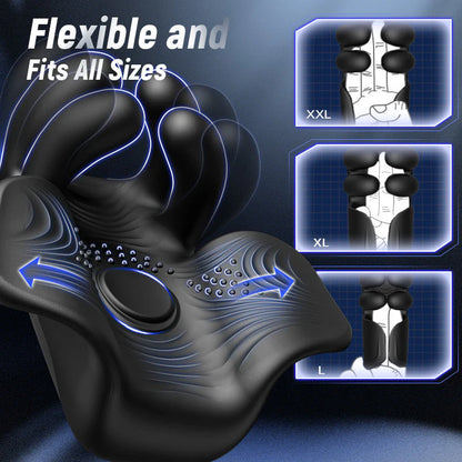 Electric Penis Trainer Glans Vibrator with 10 Massaging & Tapping & Vibrating