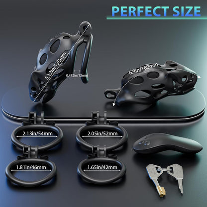 Electric Shock Male Chastity Cage Devices Cock Cage with 7 Vibrations & 7 E-stim Modes