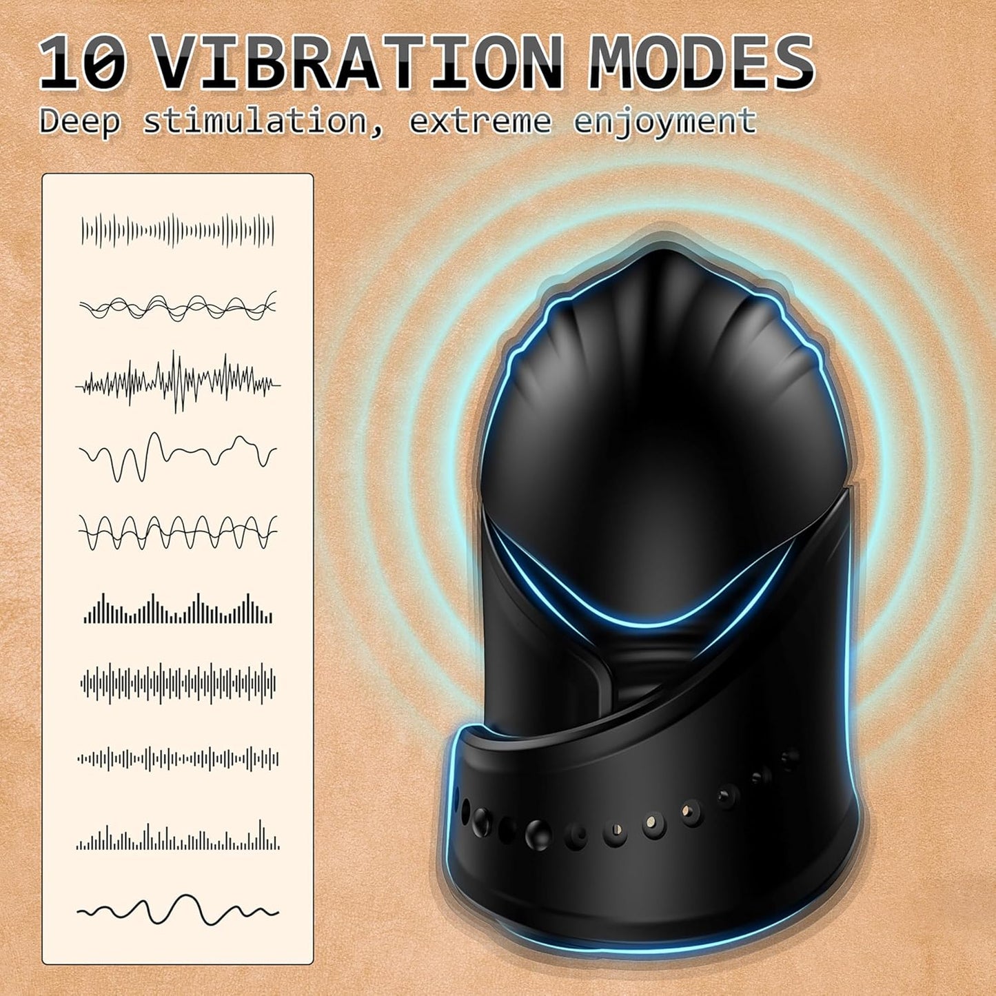 Adjustable Penis Trainer Glans Vibrator Masturbator with 10 Vibration Modes