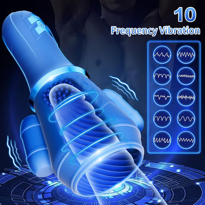 2 IN 1 Penis Training Vibrator Strokers Pocket Pussy with 10 Vibrating Modes