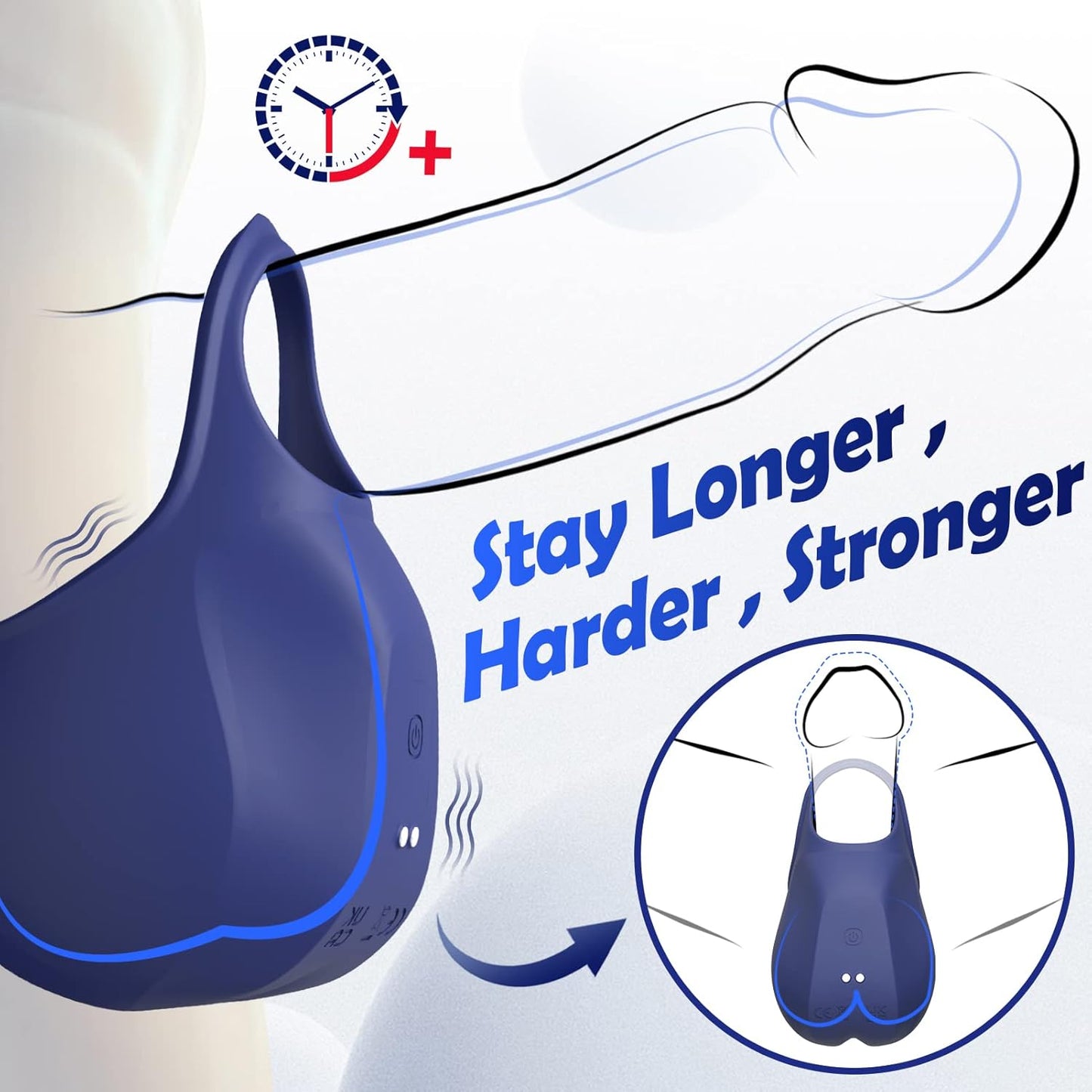 Testicle Cock Ring Penis Trainer Massager with 10 Vibration & Pulsation Modes