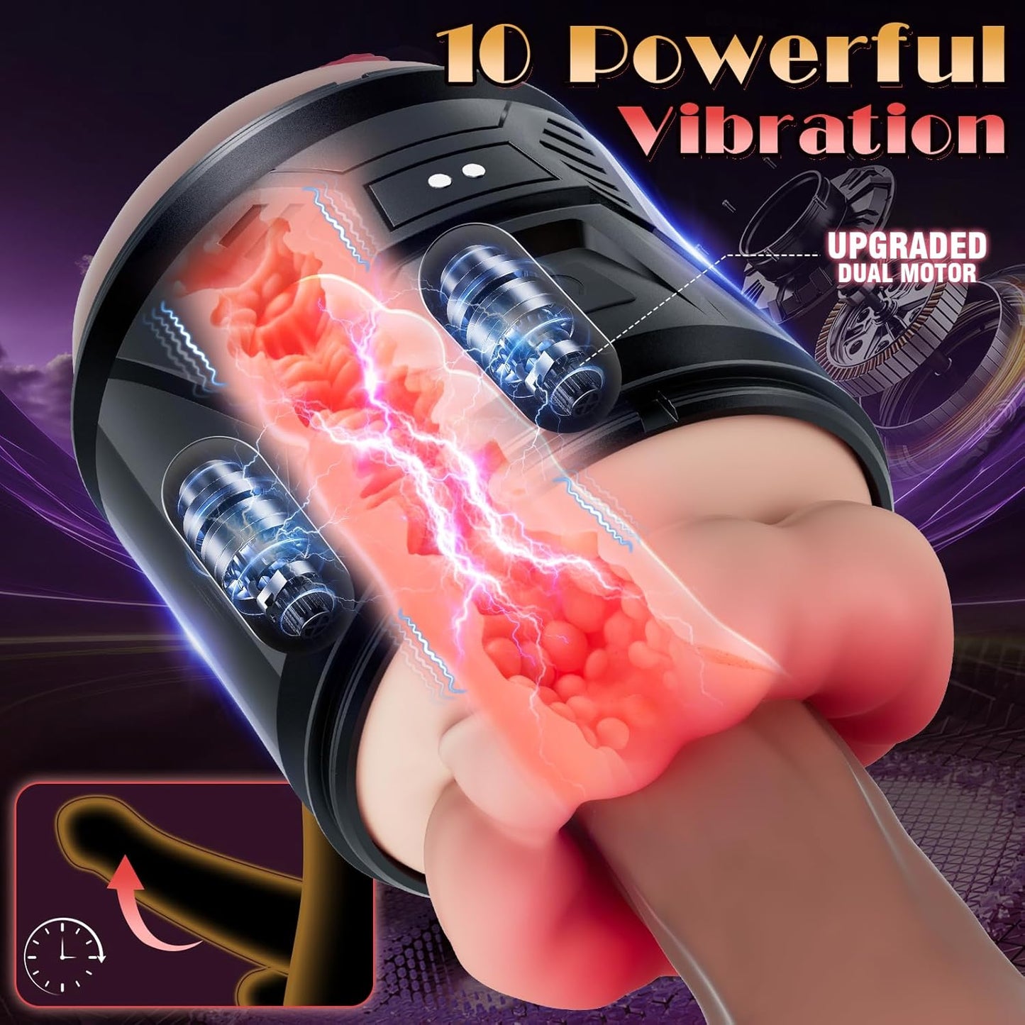 Open-Ended Realistic Penis Trainer Vibrator Stroker Blowjob with 10 Vibration Modes