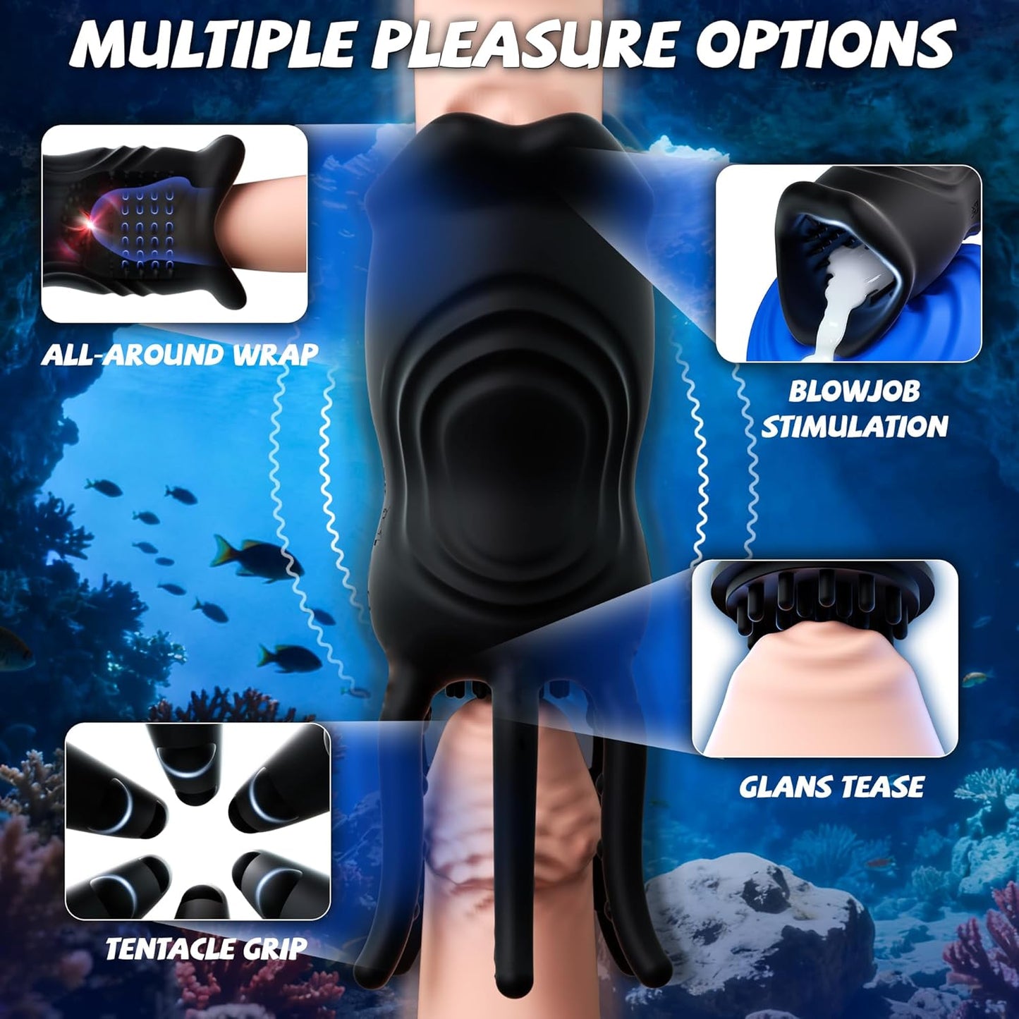 Octopus Penis Trainer Vibrator Glans Stimulator Masturbator with 10 Vibration Modes