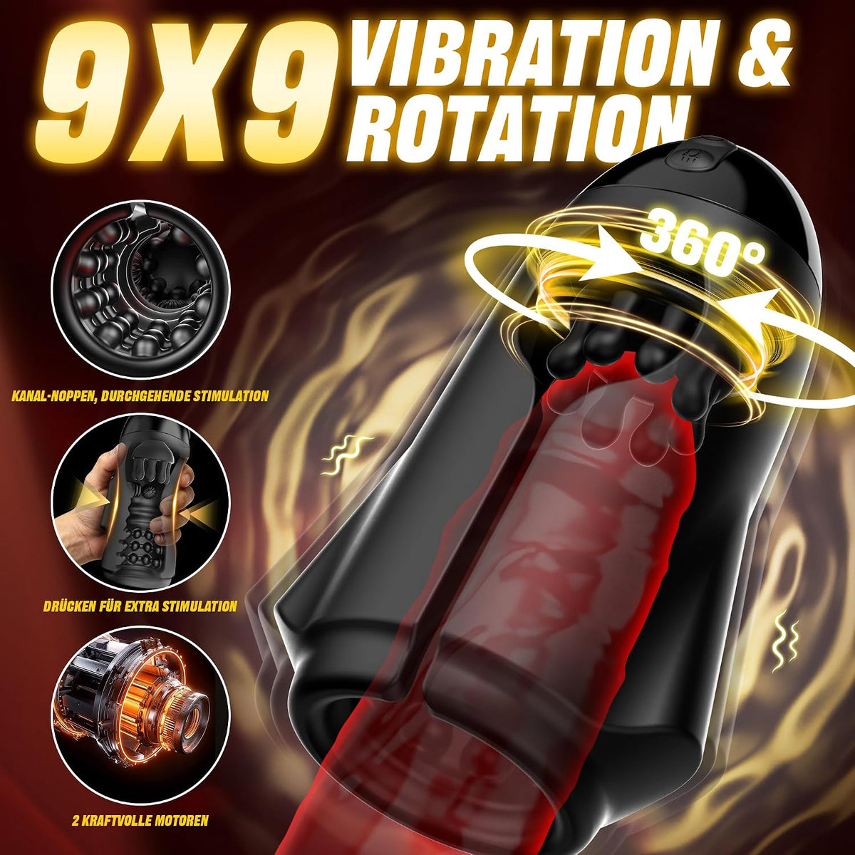 App-controlled Penis Trainer Vibrator Glans Stimulator with 9 Rotation & Vibration Modes