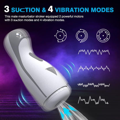 Automatic Masturbator Penis Stroker Blowjob with 3 Suction & 4 Vibration Modes