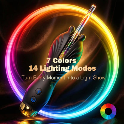 Detachable Urethral Trainer Penis Vibrator Stimulator with 7 LED Colors & 14 Lighting & 10 Vibration Modes