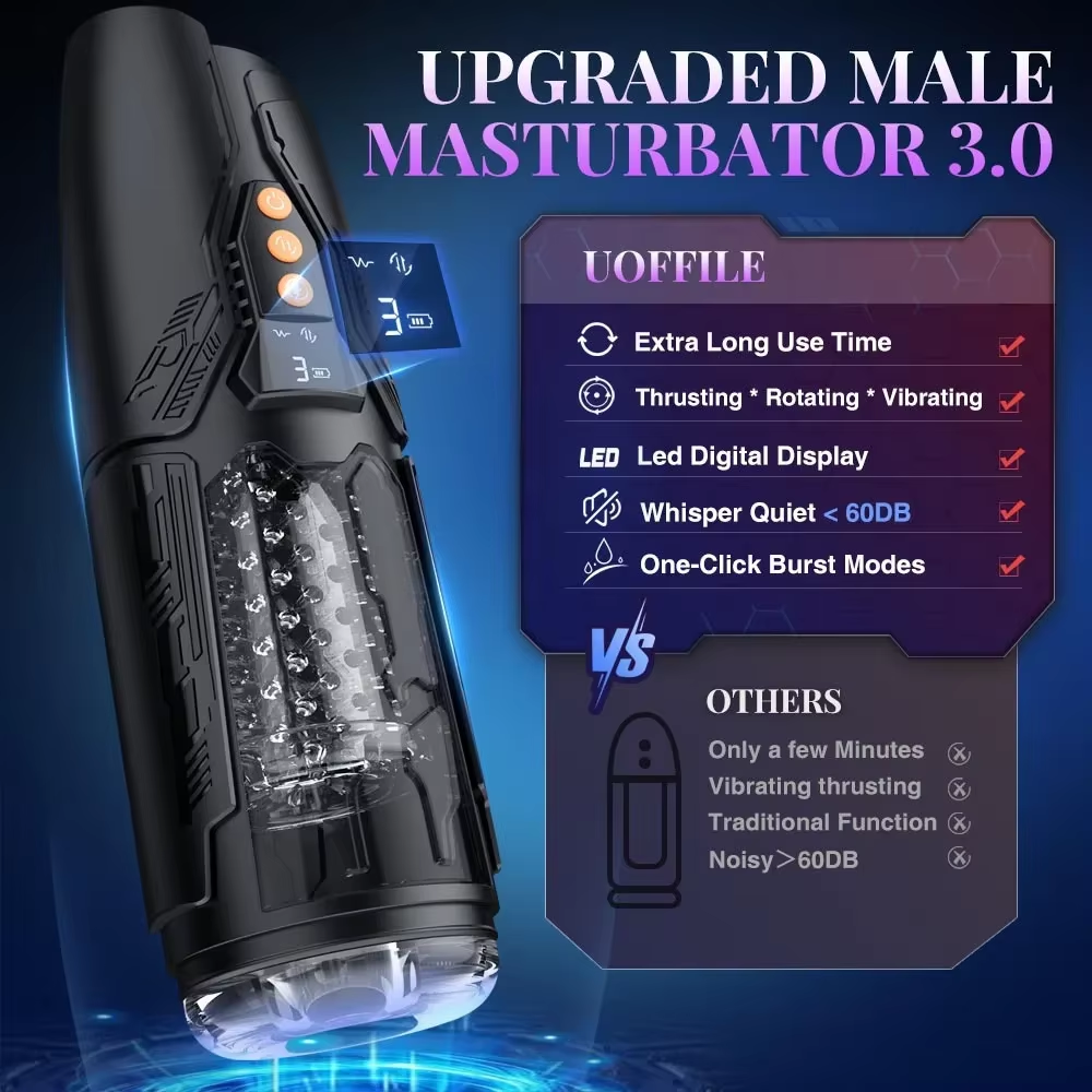 Realistic Masturbator Penis Stroker Blowjob with 7 Thrusting & Rotating & Vibrating Modes
