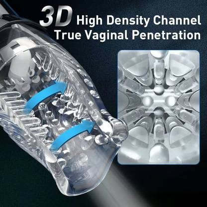 Oral Sex Masturbator Penis Trainer Vibrator with 10 Vibration and 5 Rotation Modes