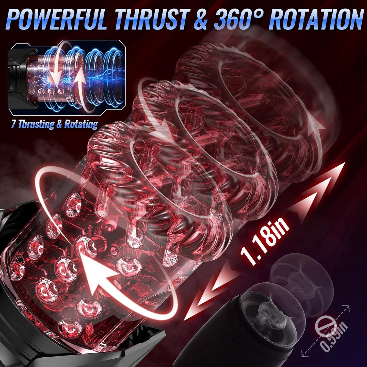 AI Sync Automatic Masturbator Blowjob Stroker with 7 Sucking & Thrusting & Rotating & Licking
