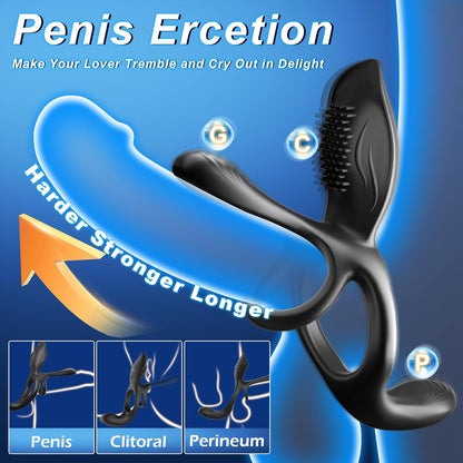 3 IN 1 Cock Ring Penis Trainer Vibrator Clitoral Stimulator with 10 Vibration Modes