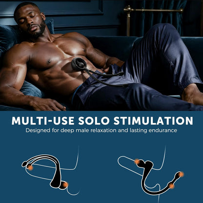 Vibrating Cock Ring Taint Stimulator Anal Butt Plug Prostate Massager with with 10 Modes